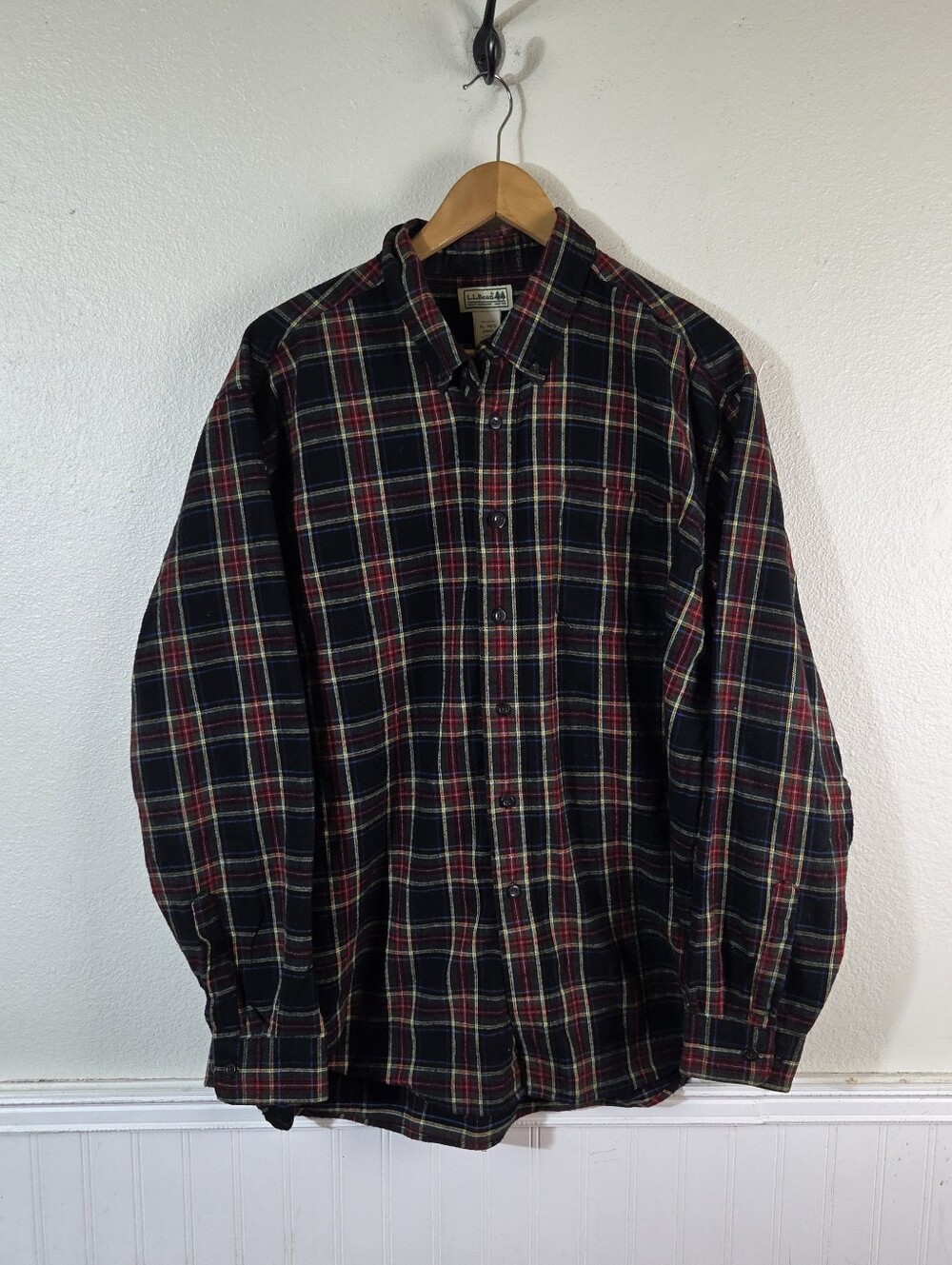 LL Bean Y2k 90's Flannel Shirt Mens XL Regular Plaid Button Down Outdoor Hiking